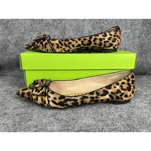 Sam Edelman Shoes Womens Size 7.5 Leopard Print Pointed Toe Buckle Flats Slip On
